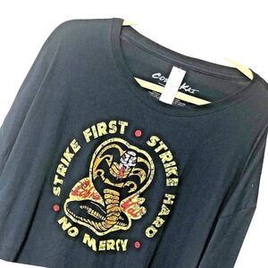 NWT Cobra Kai T Shirt Mens 3XT Blak Karate Kid Strike First Strike Hard No Mercy
